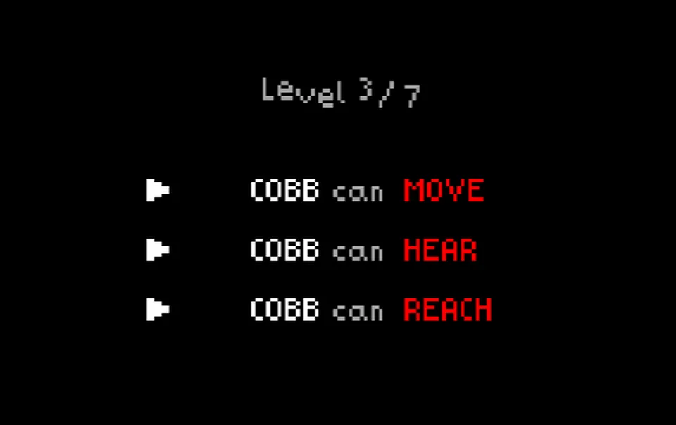 COBB CAN MOVE level rules screen showing what Cobb can do next