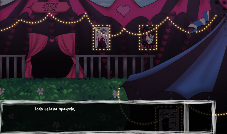 The Wonderful Puppet Circus visual-novel scene with a puppet performer in a dark circus setting